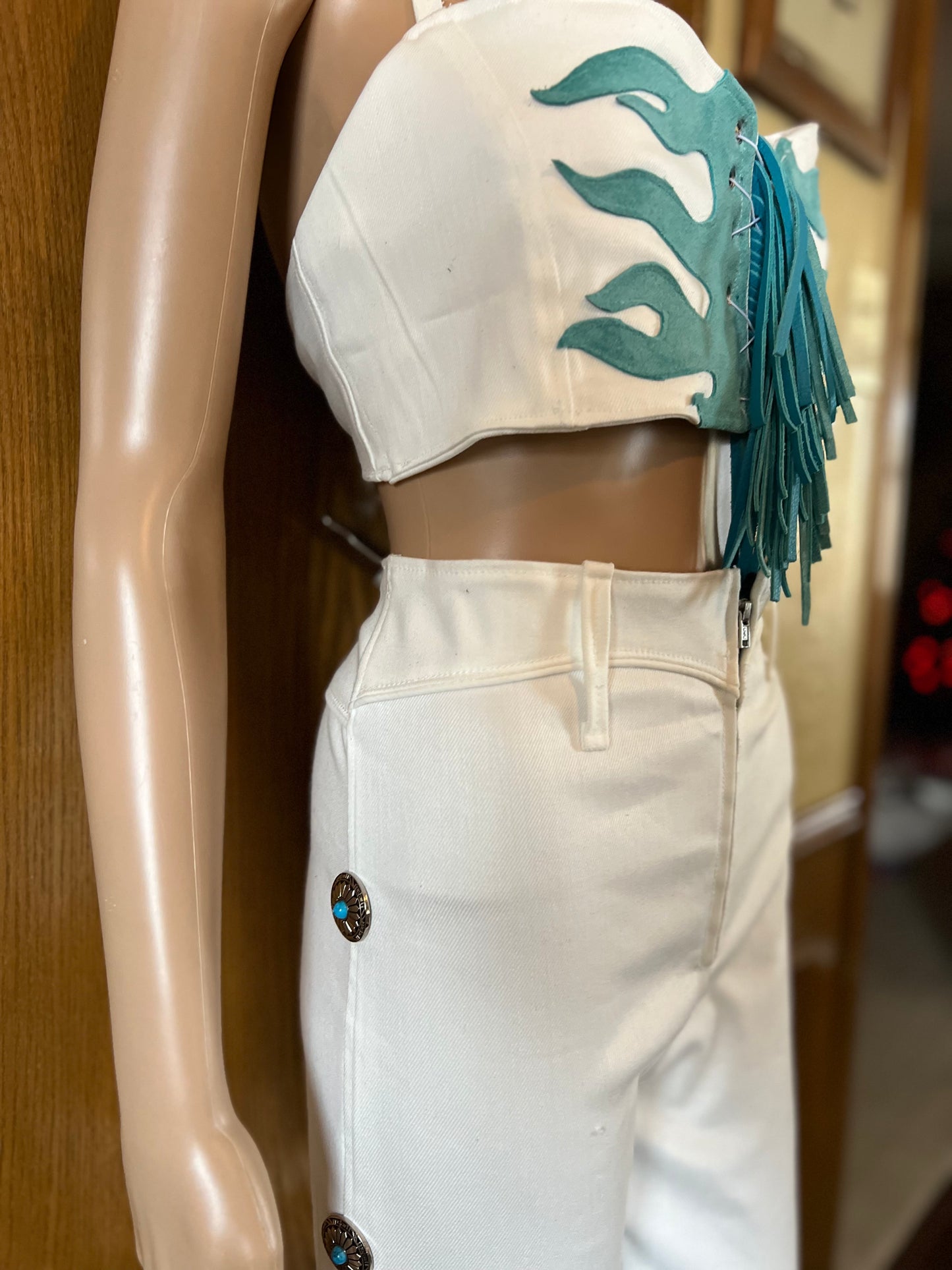 Leather Flames Halter Top