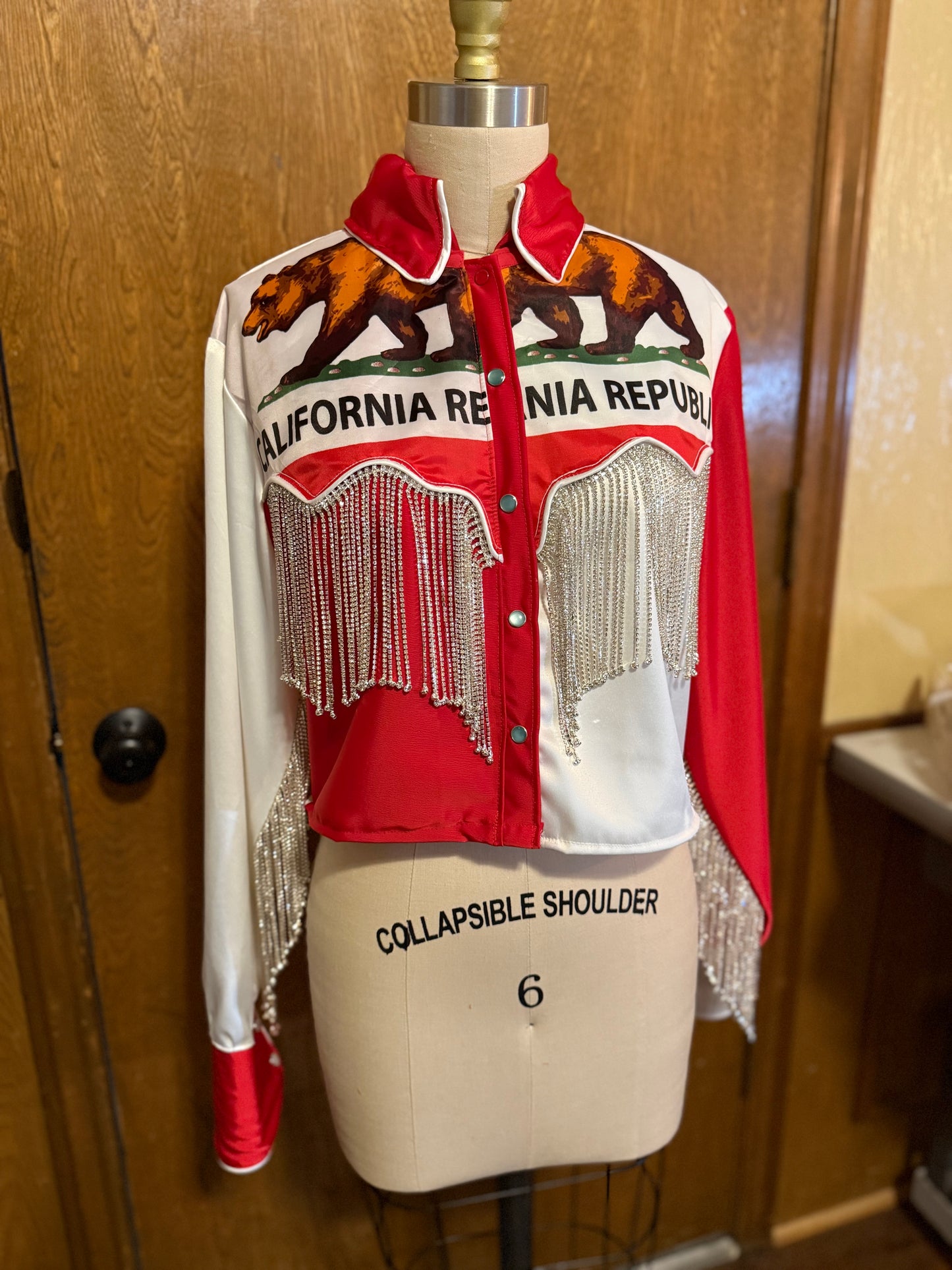 California Flag Peark Snap Jacket - Cropped, California Flag