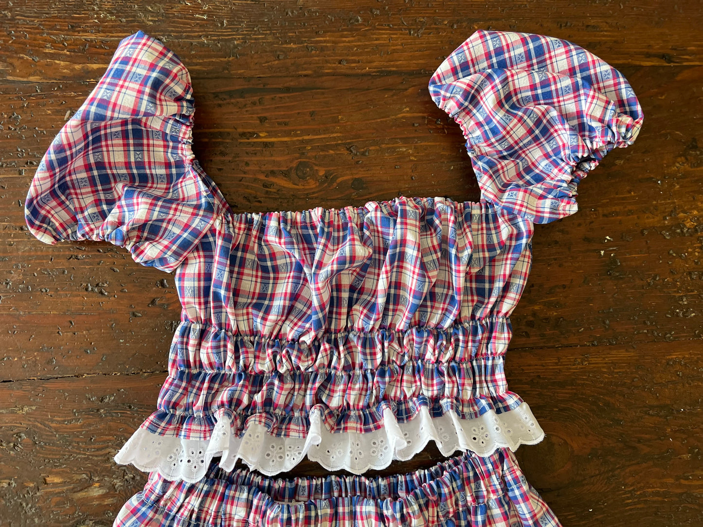 Prairie Skirt Set in Blue Gingham
