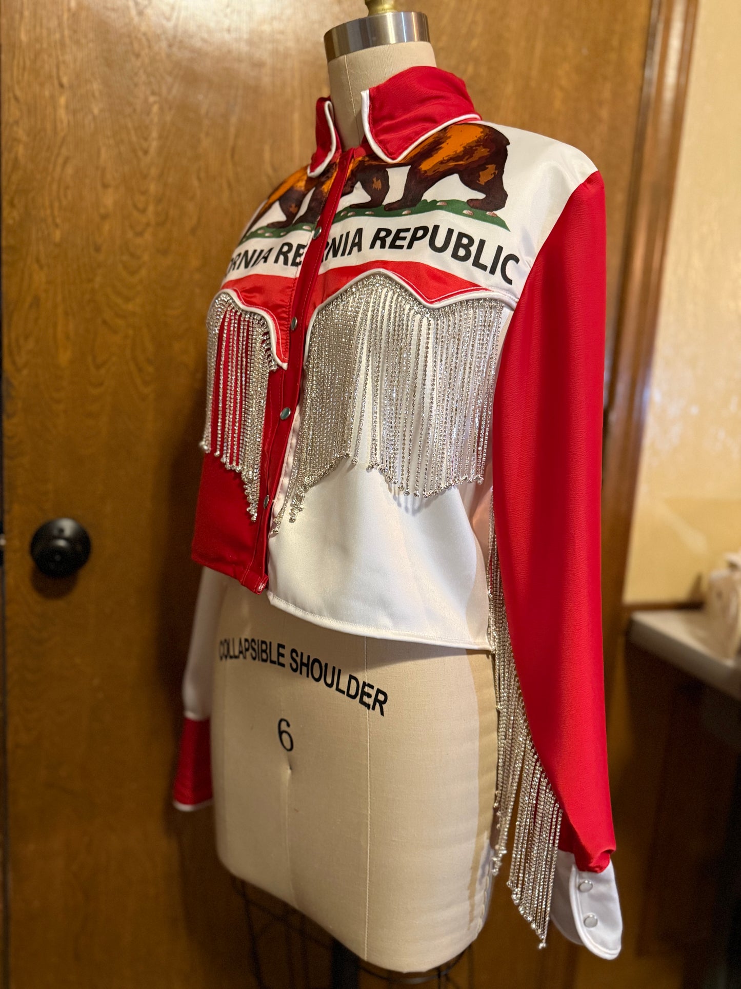 California Flag Peark Snap Jacket - Cropped, California Flag