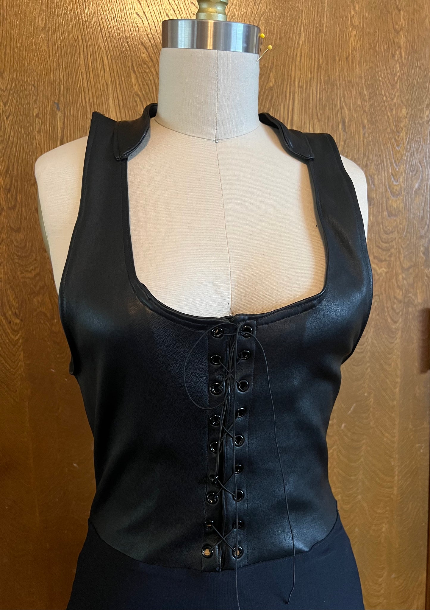 Barb Wire Leather Corset Bodysuit