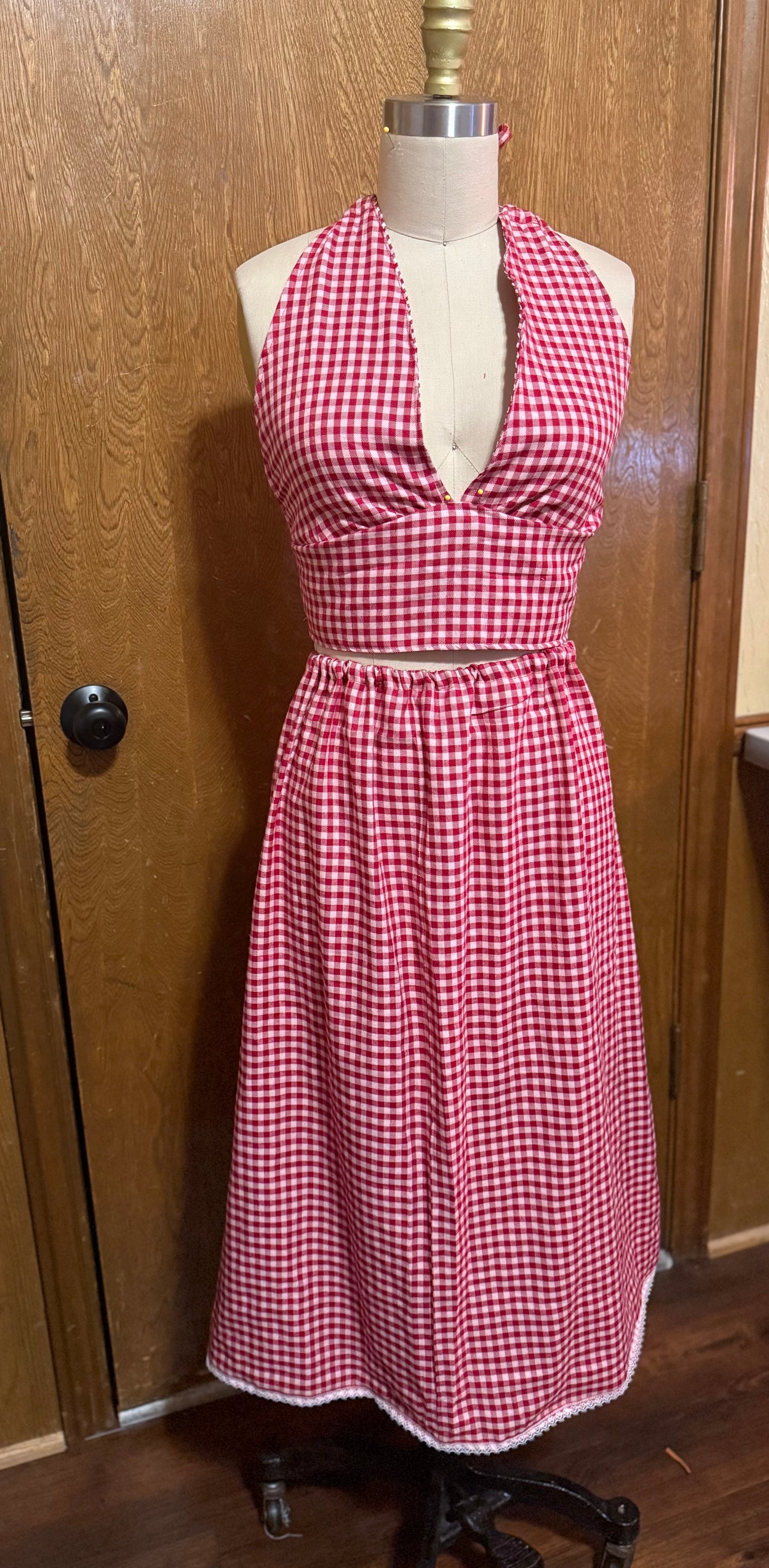 Gingham Halter Skirt Set