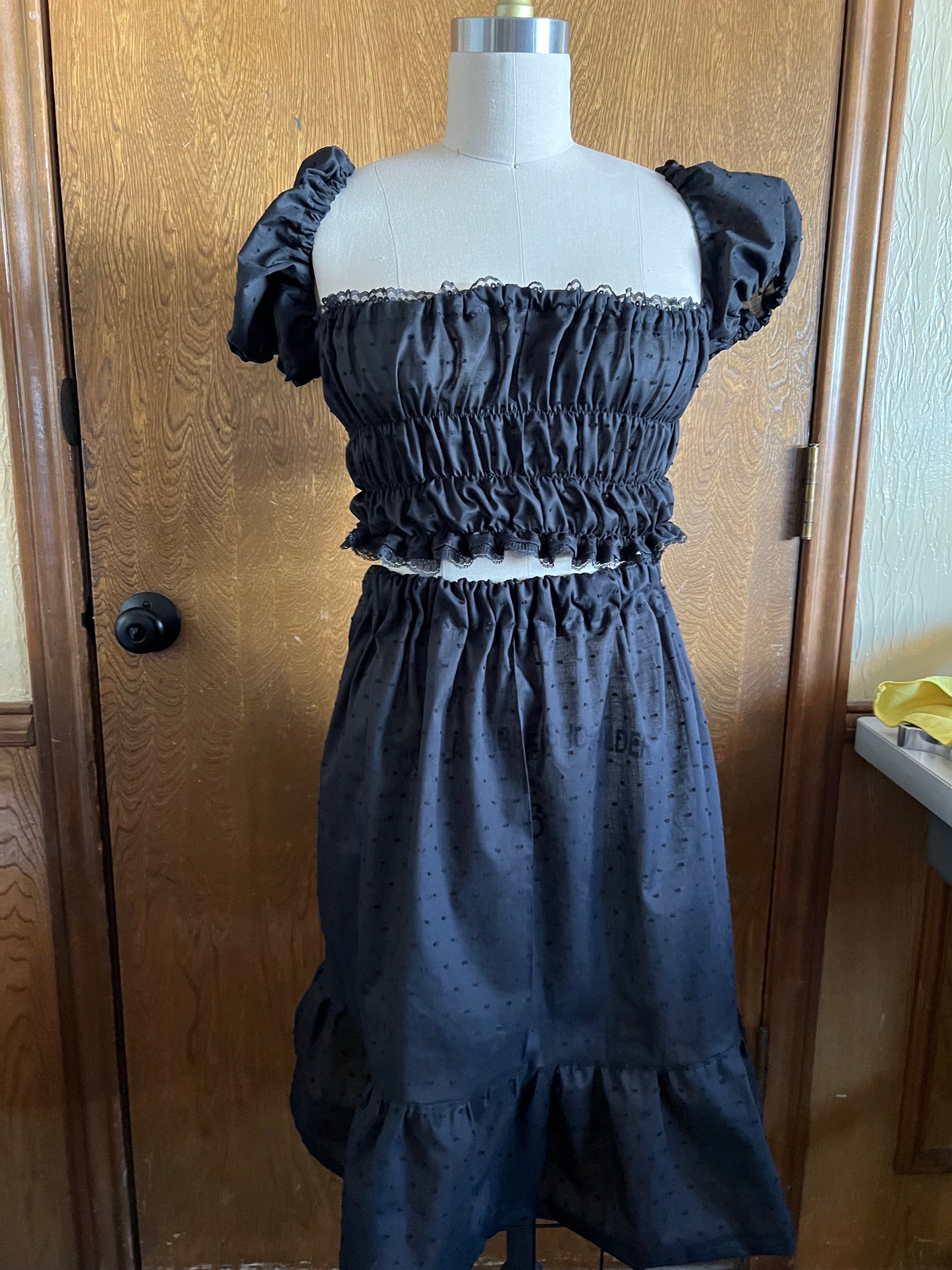 Prairie Skirt Set in Black Swiss Dot