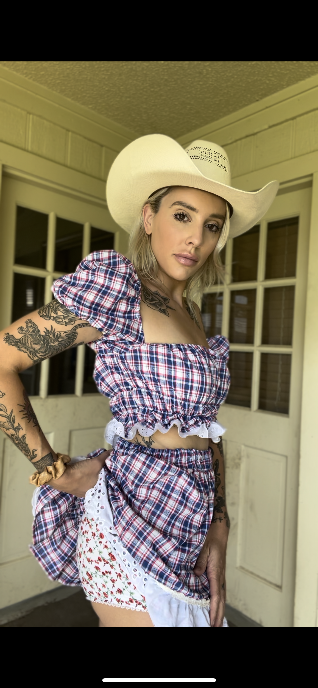 Prairie Skirt Set in Blue Gingham