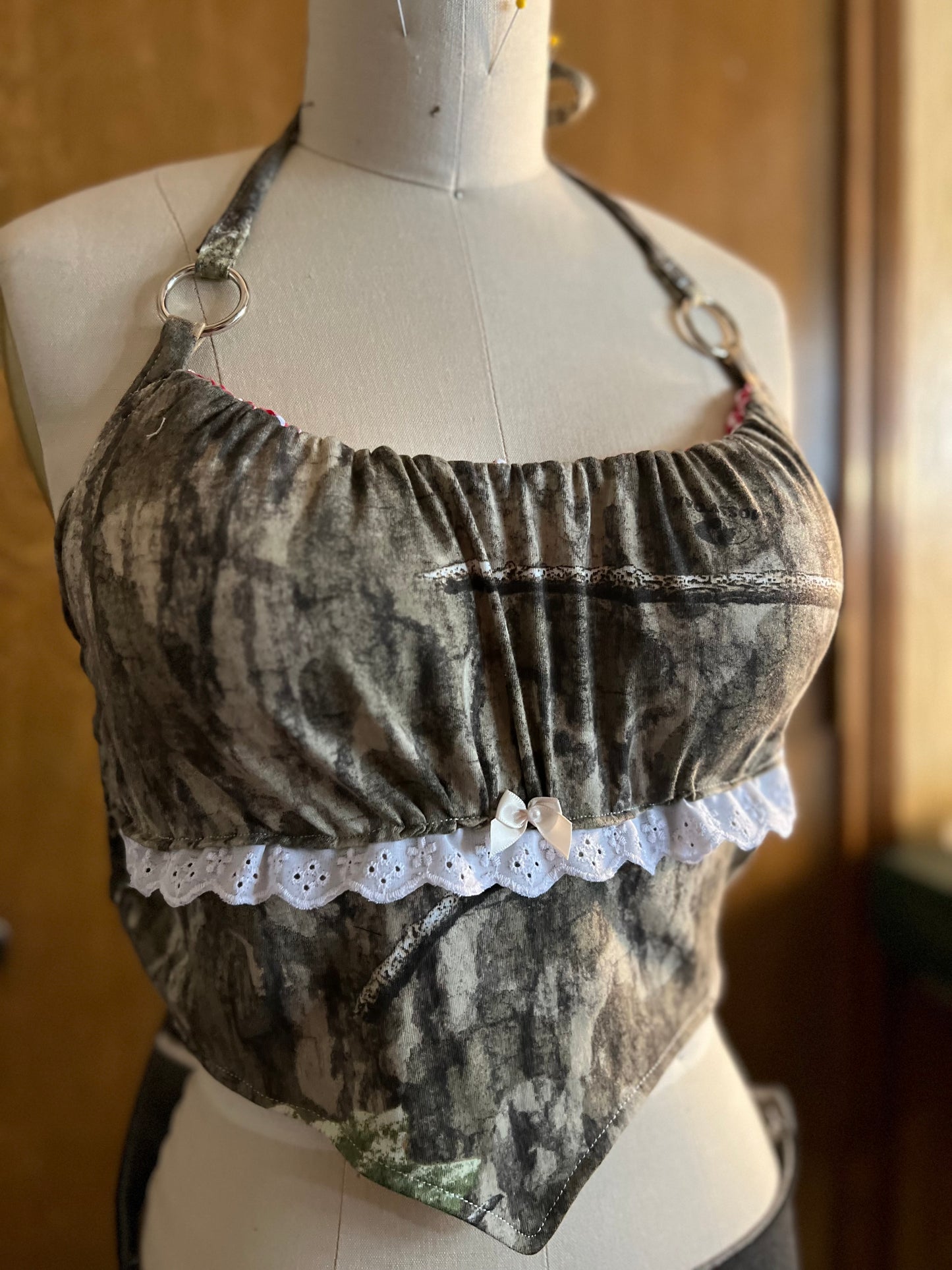 Gathered Camo Halter Top