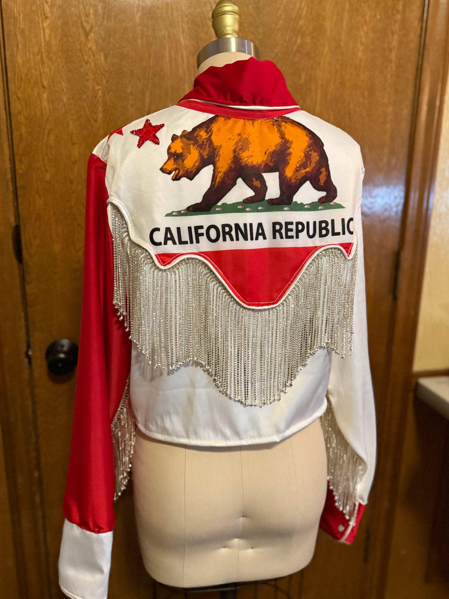 California Flag Peark Snap Jacket - Cropped, California Flag