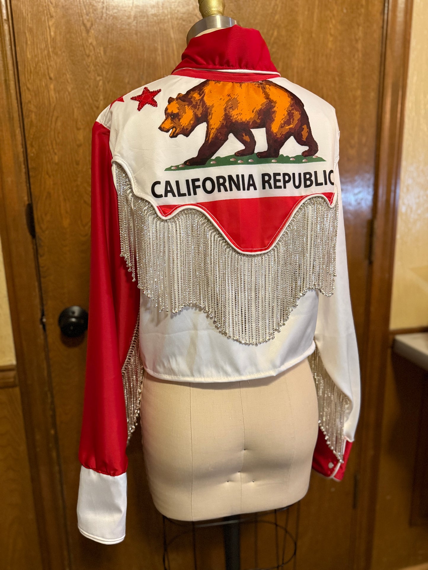 California Flag Peark Snap Jacket - Cropped, California Flag