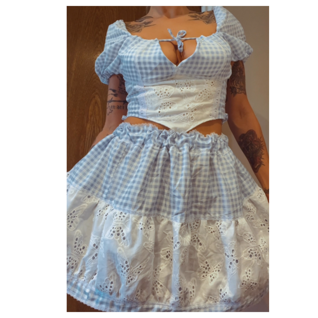 Butterfly Eyelet Skirt Set, Cottage Core