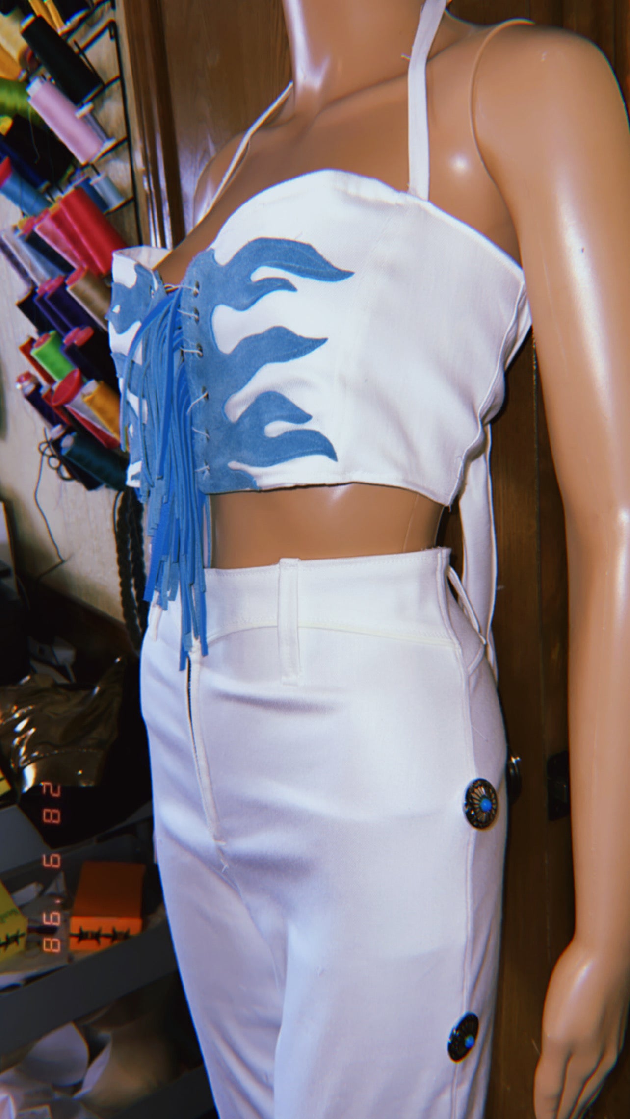 Leather Flames Halter Top