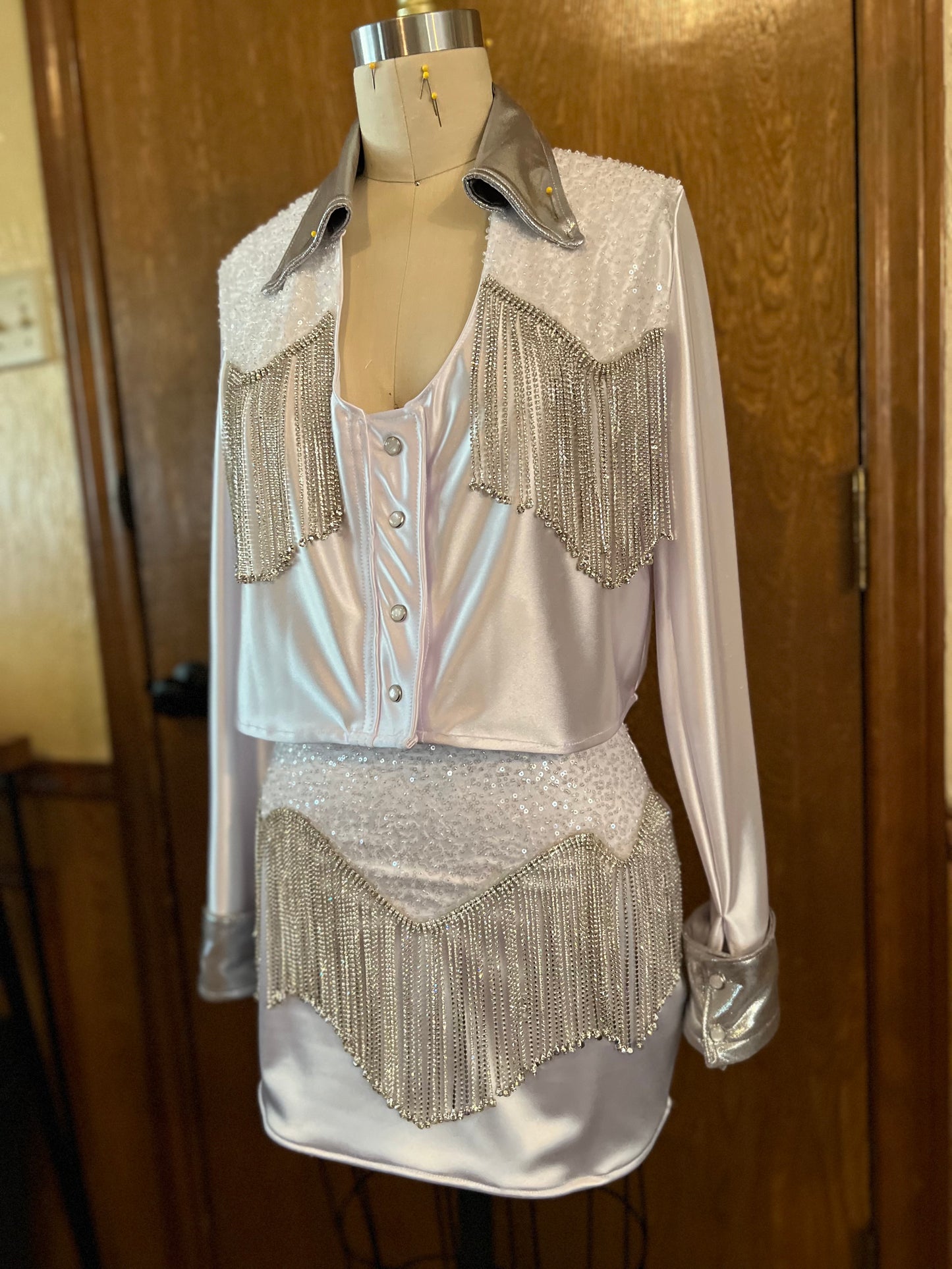 Leah Pearl Snap Skirt Suit