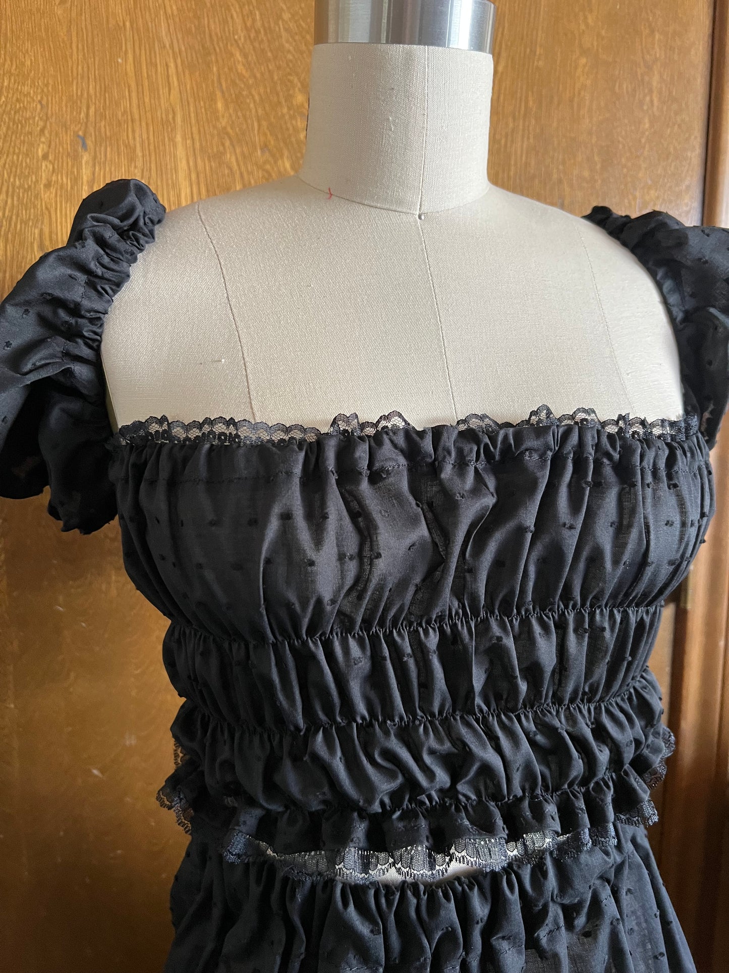 Prairie Skirt Set in Black Swiss Dot