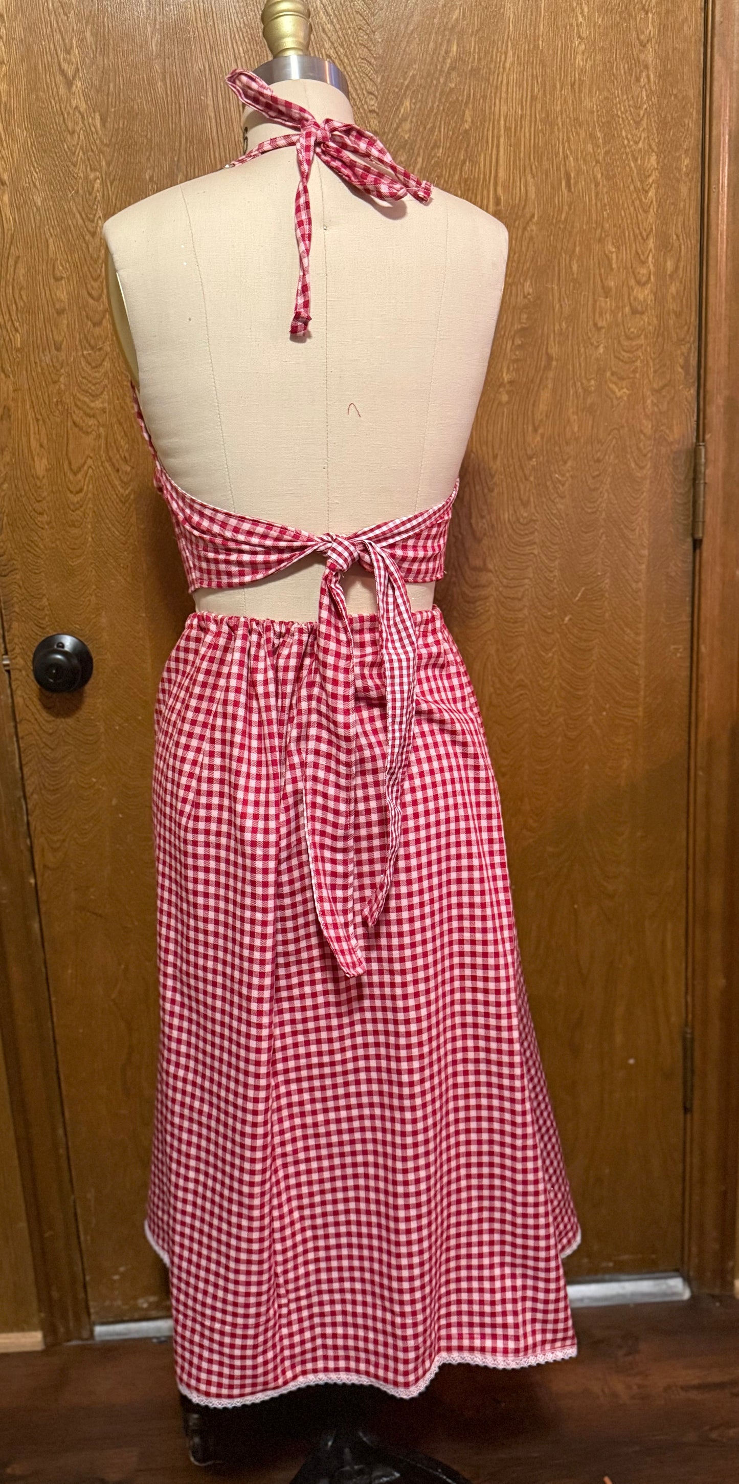 Gingham Halter Skirt Set