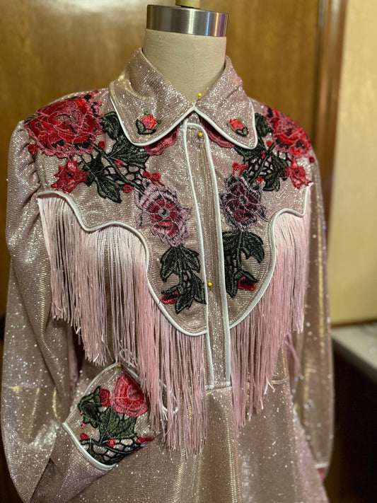 Glittery Lurex Pearl Snap Dress With Embroidery - Customizable