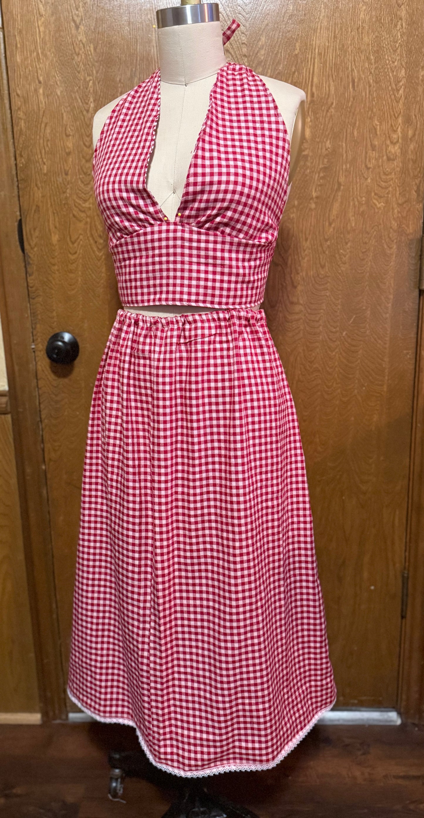 Gingham Halter Skirt Set