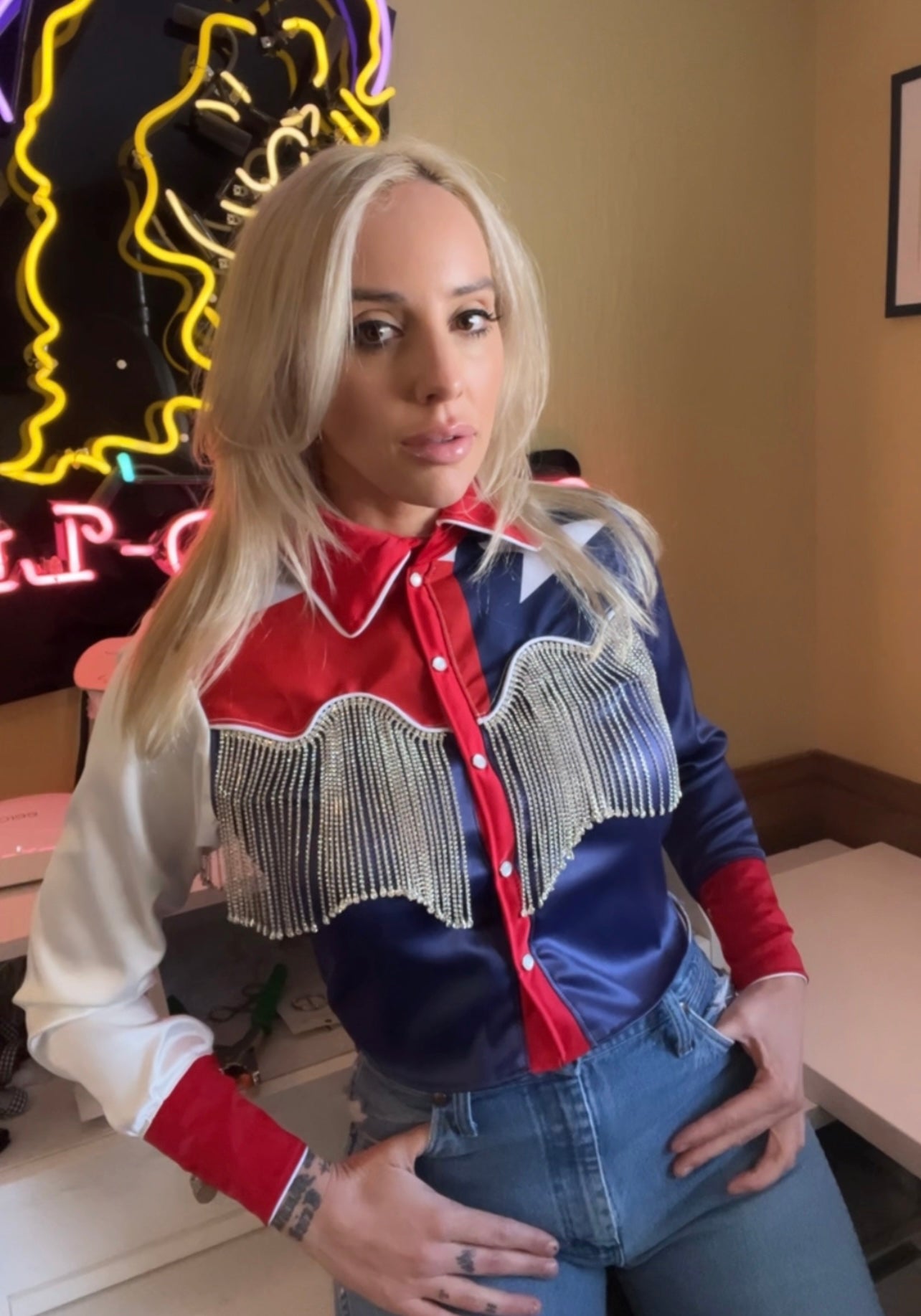 The Lone Star Pearl Snap Jacket - Cropped, Texas Flag