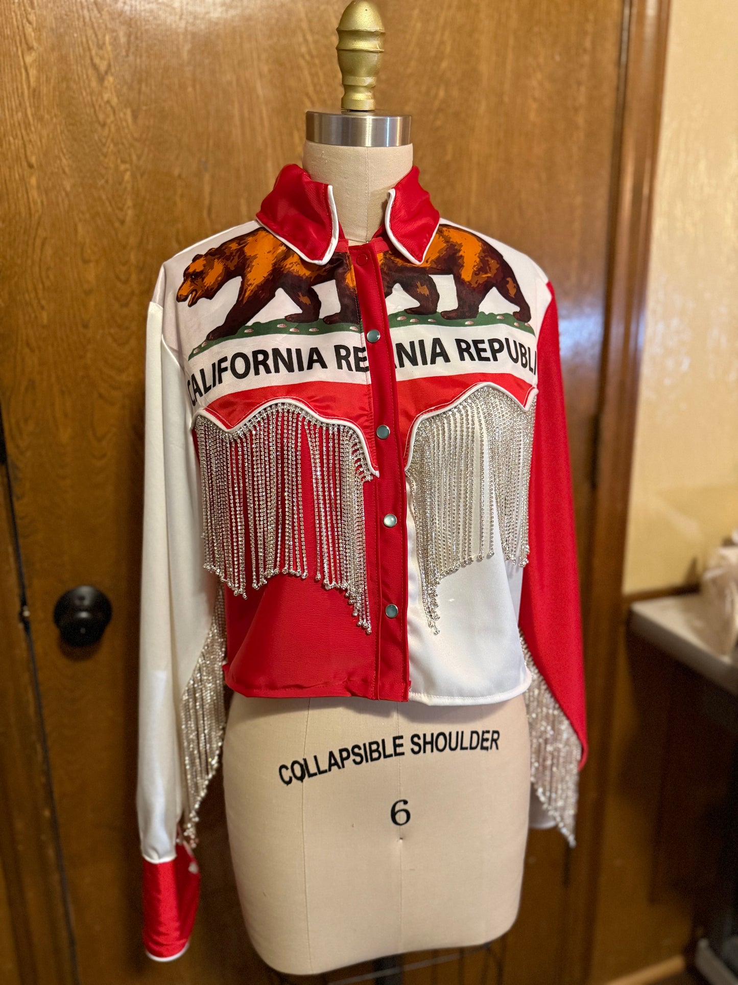 California Flag Peark Snap Jacket - Cropped, California Flag