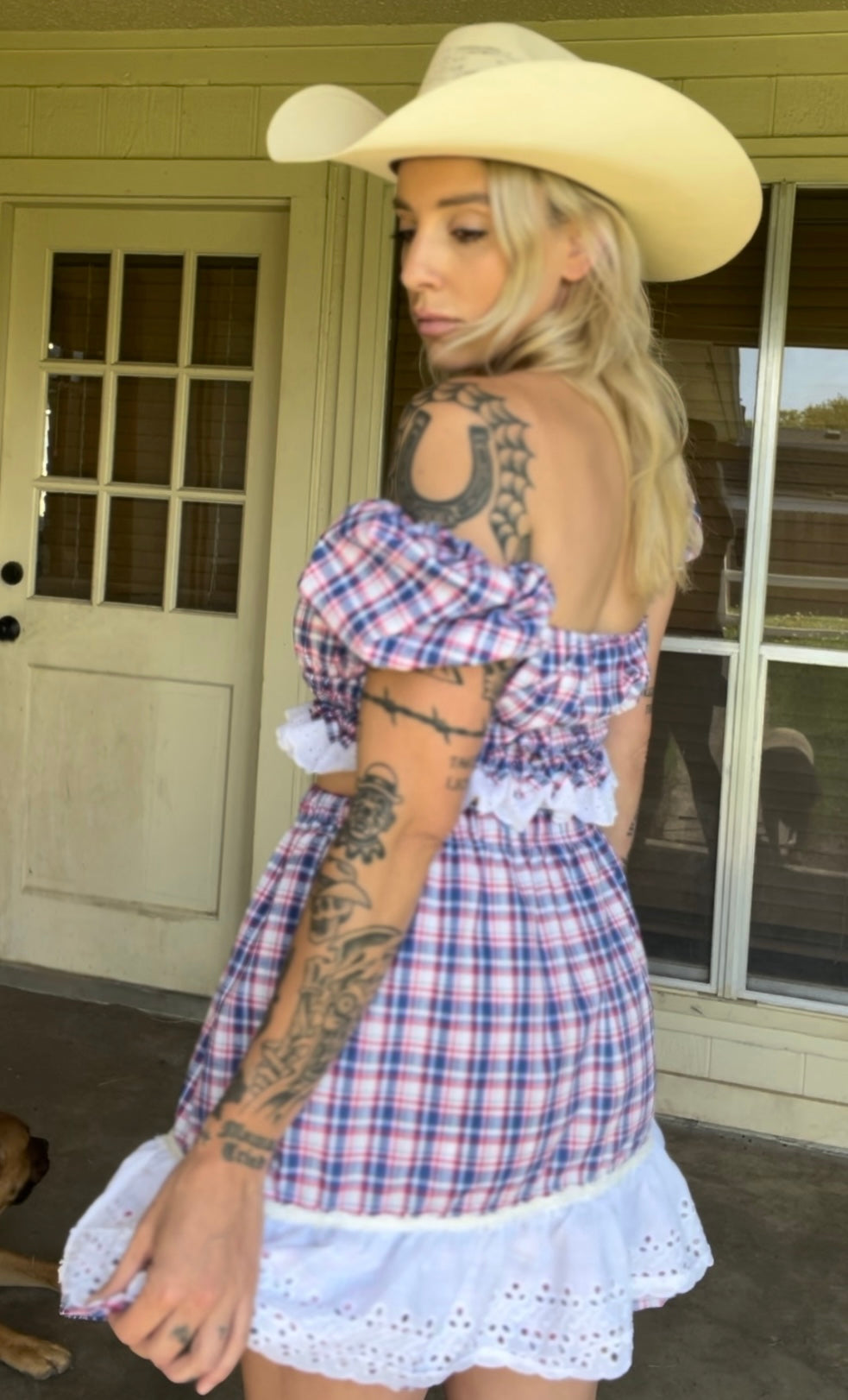 Prairie Skirt Set in Blue Gingham