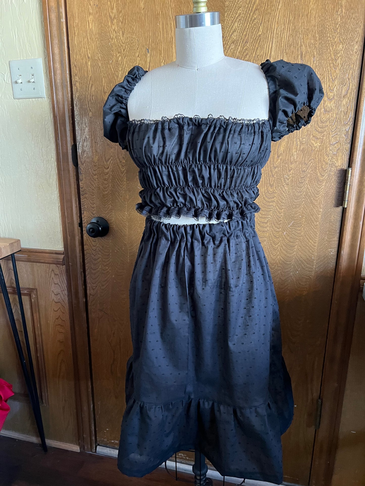 Prairie Skirt Set in Black Swiss Dot