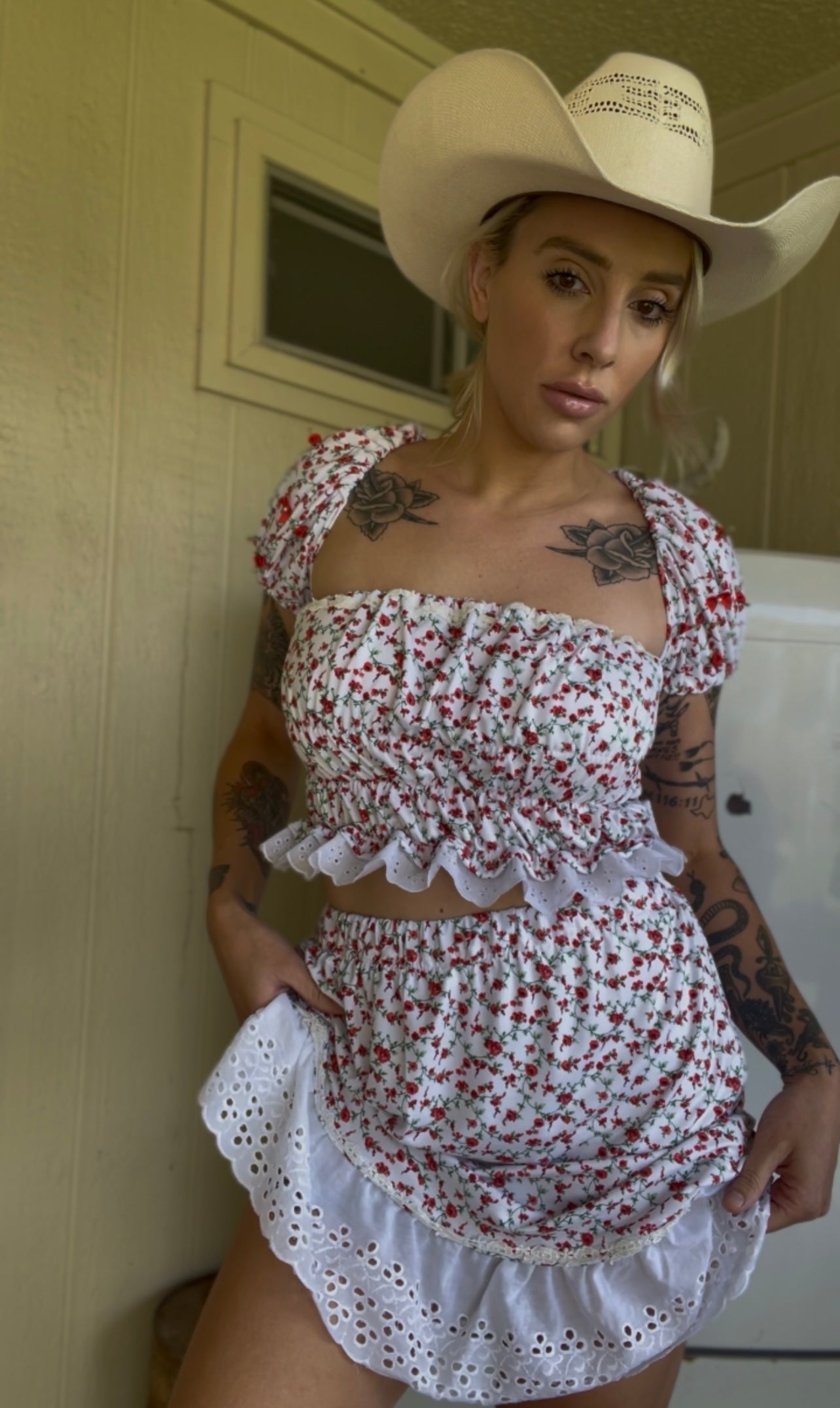 Prairie Skirt Set in Rose Bud