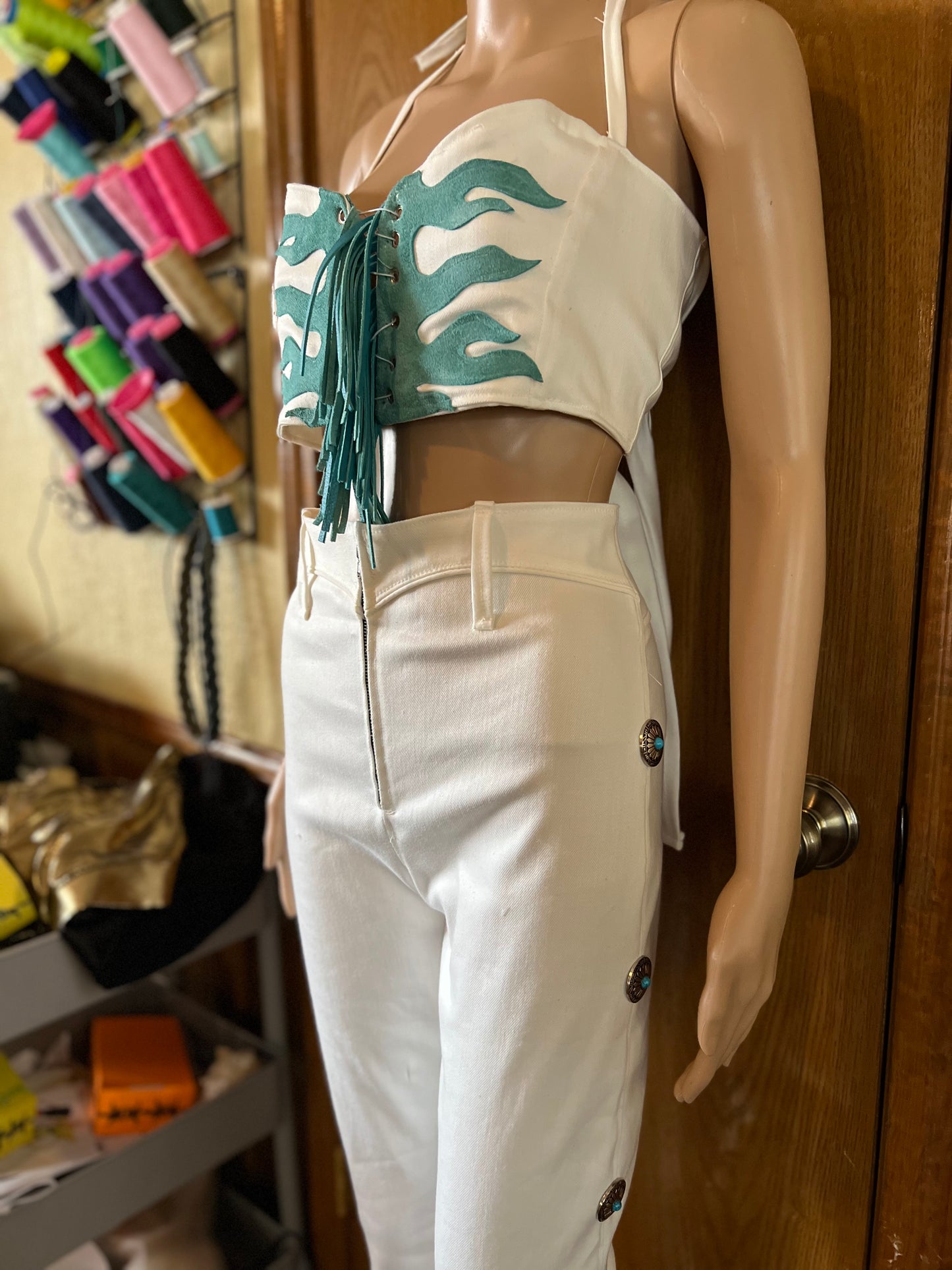 Leather Flames Halter Top