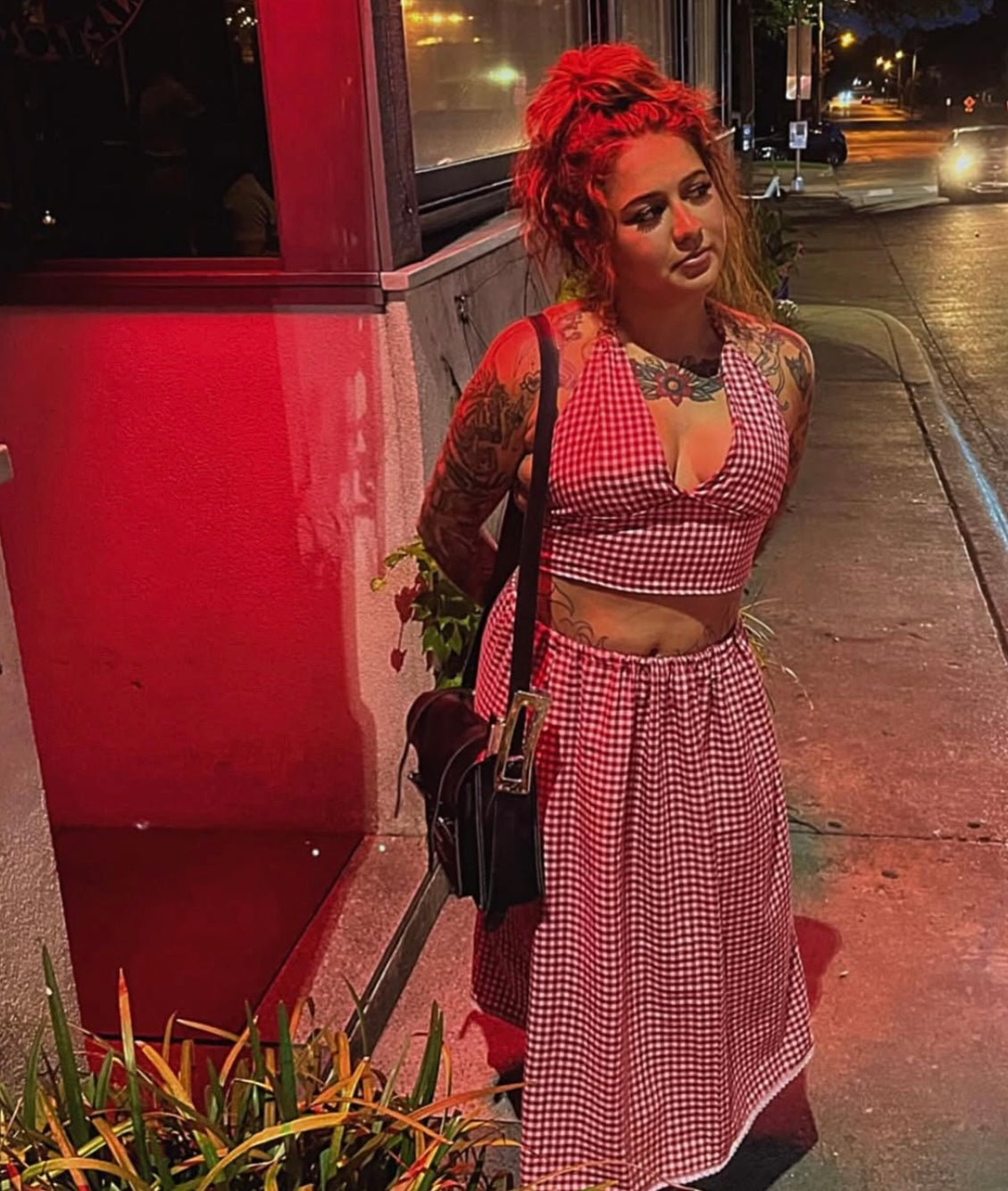 Gingham Halter Skirt Set