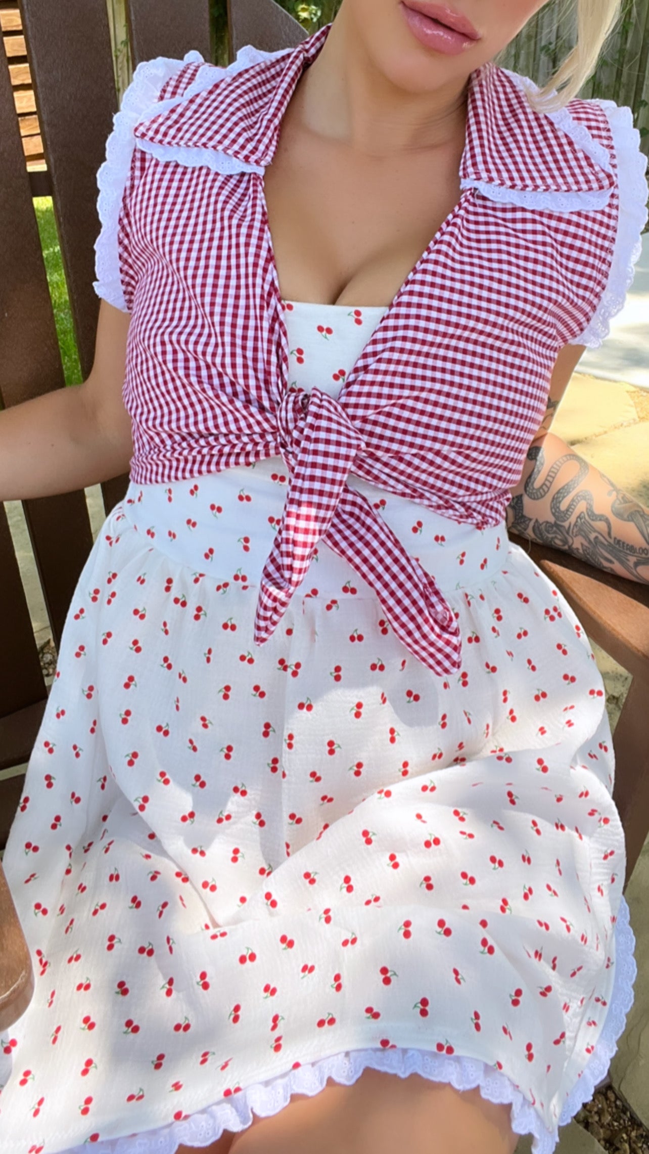 EmmyLou Gingham Wrap Top