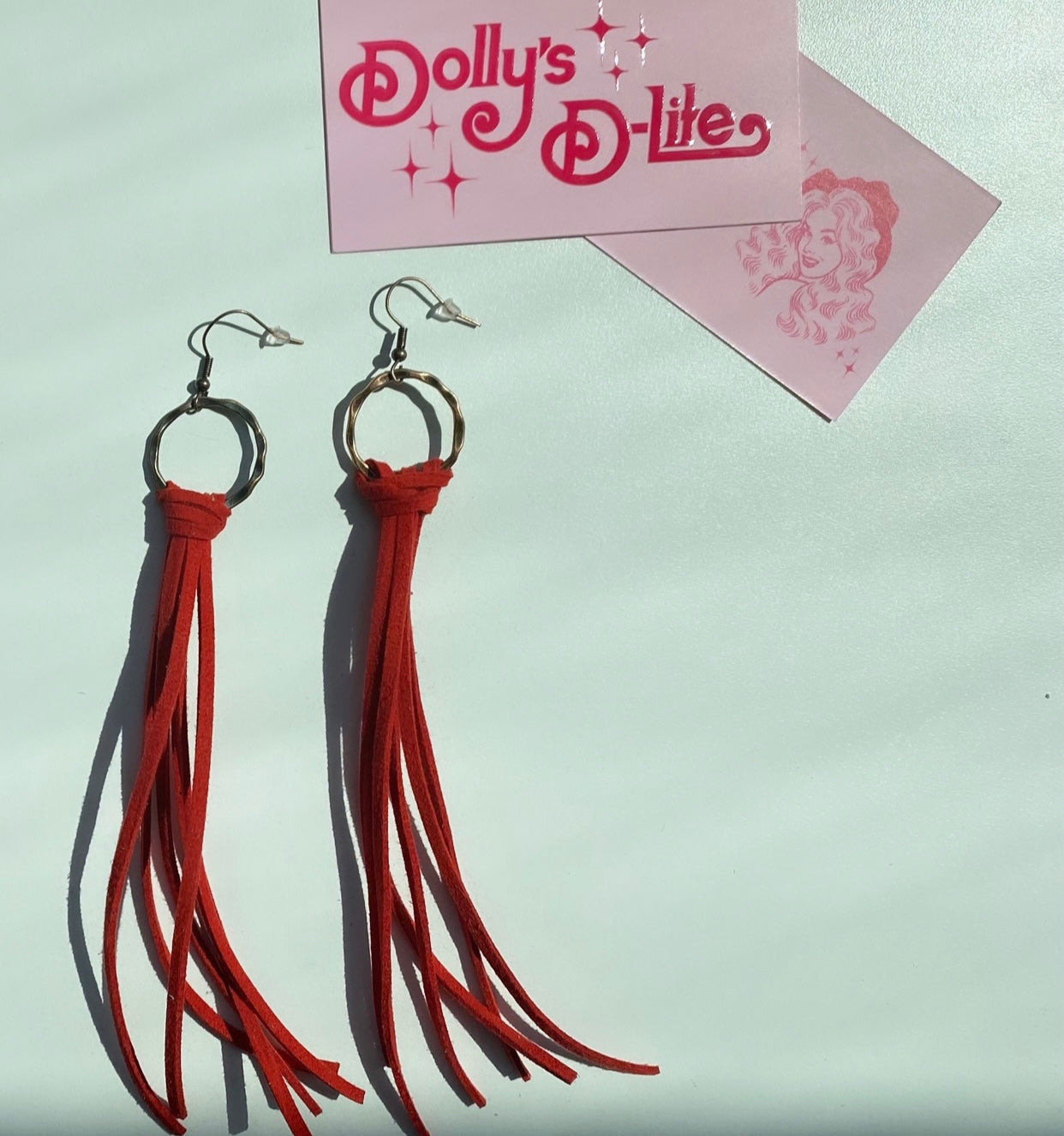 Leather Fringe Hoops - Brown, Red, Blue