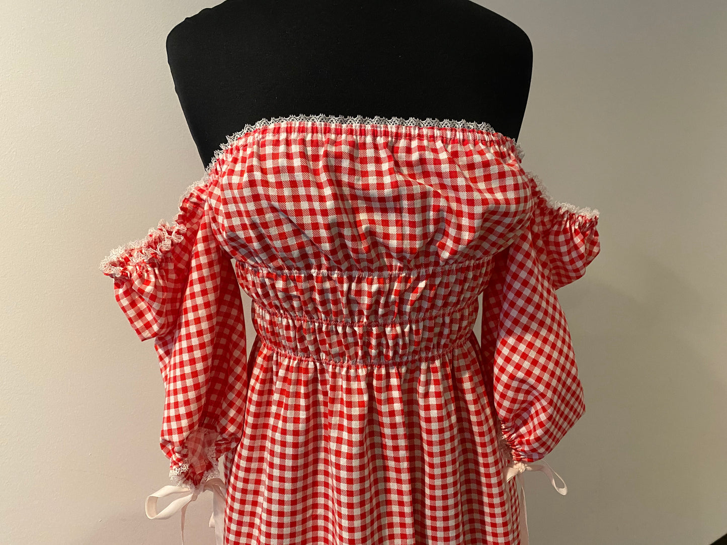 'Bonnie' Gingham Dropped Puff Sleeve Dress