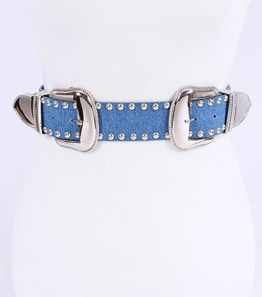 Double Buckle Denim Belt