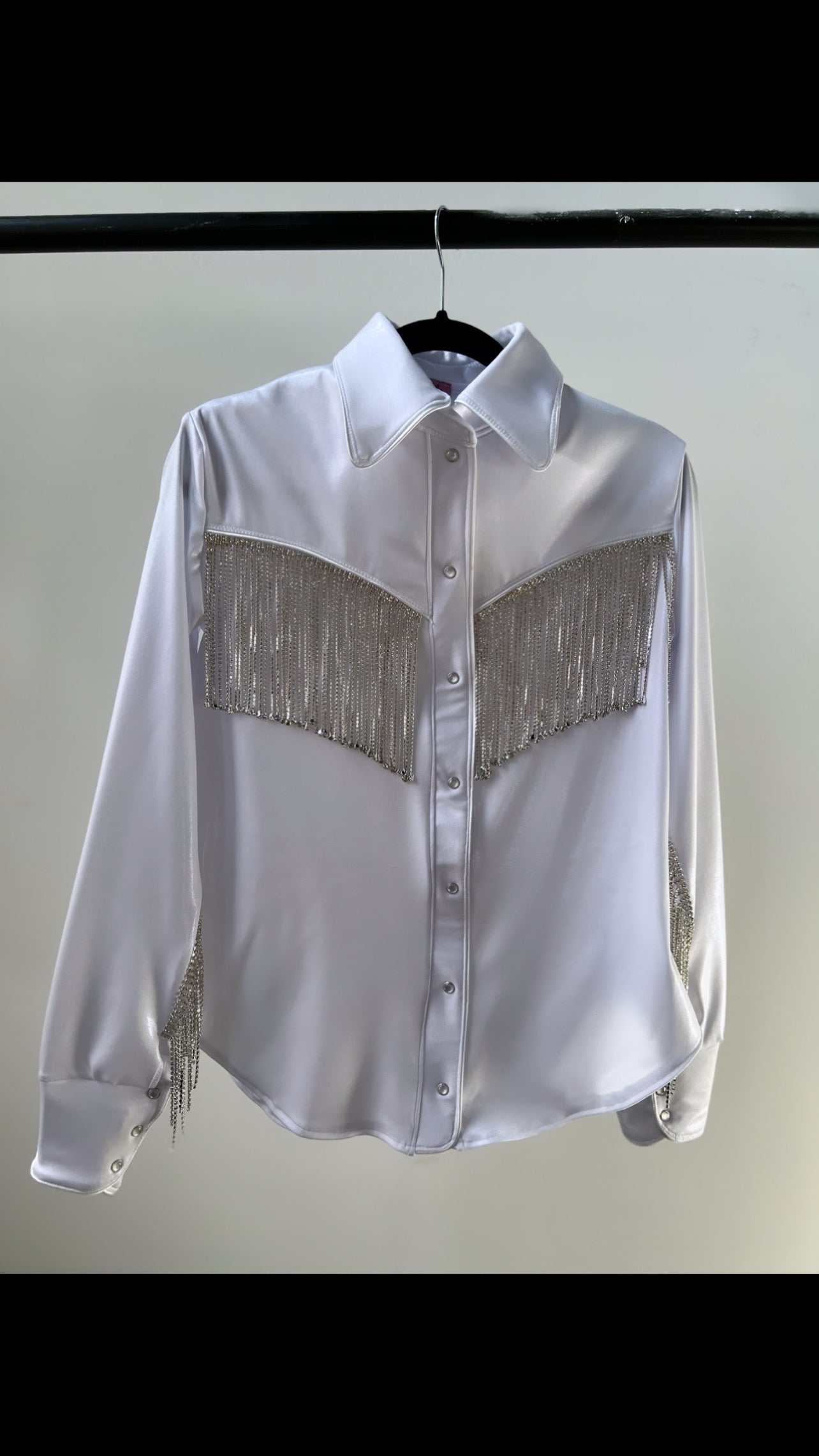 Rhinestone Fringe Pearl Snap Western Shirt