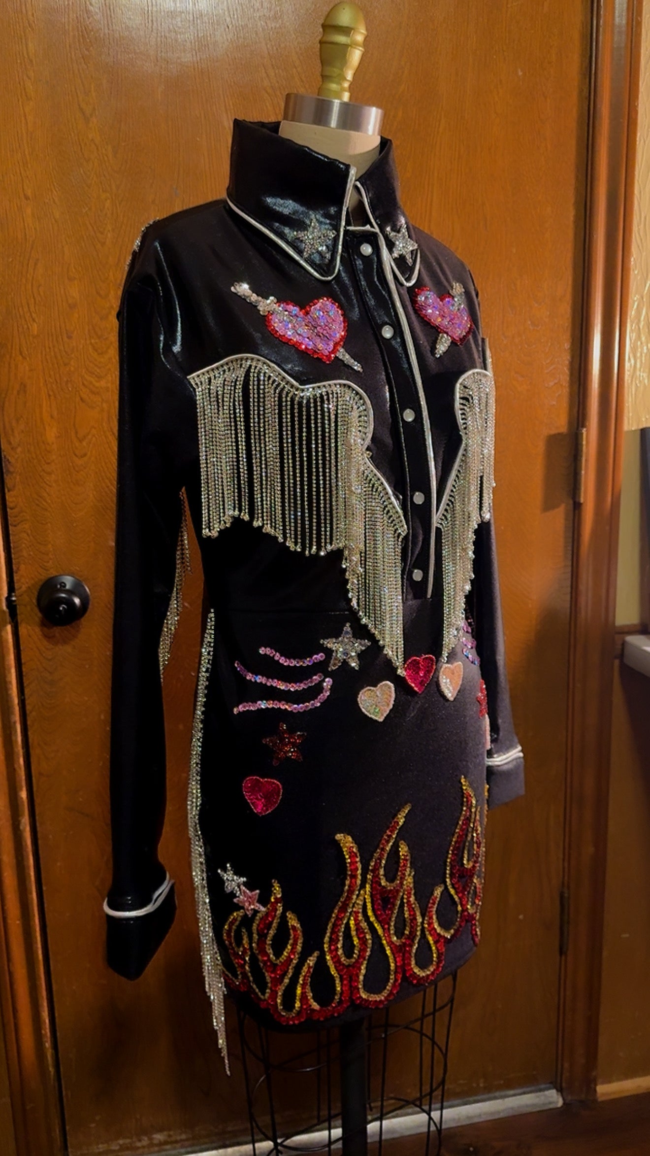 Rhinestone Pearl Snap Dress - Customizable Sequin Applique