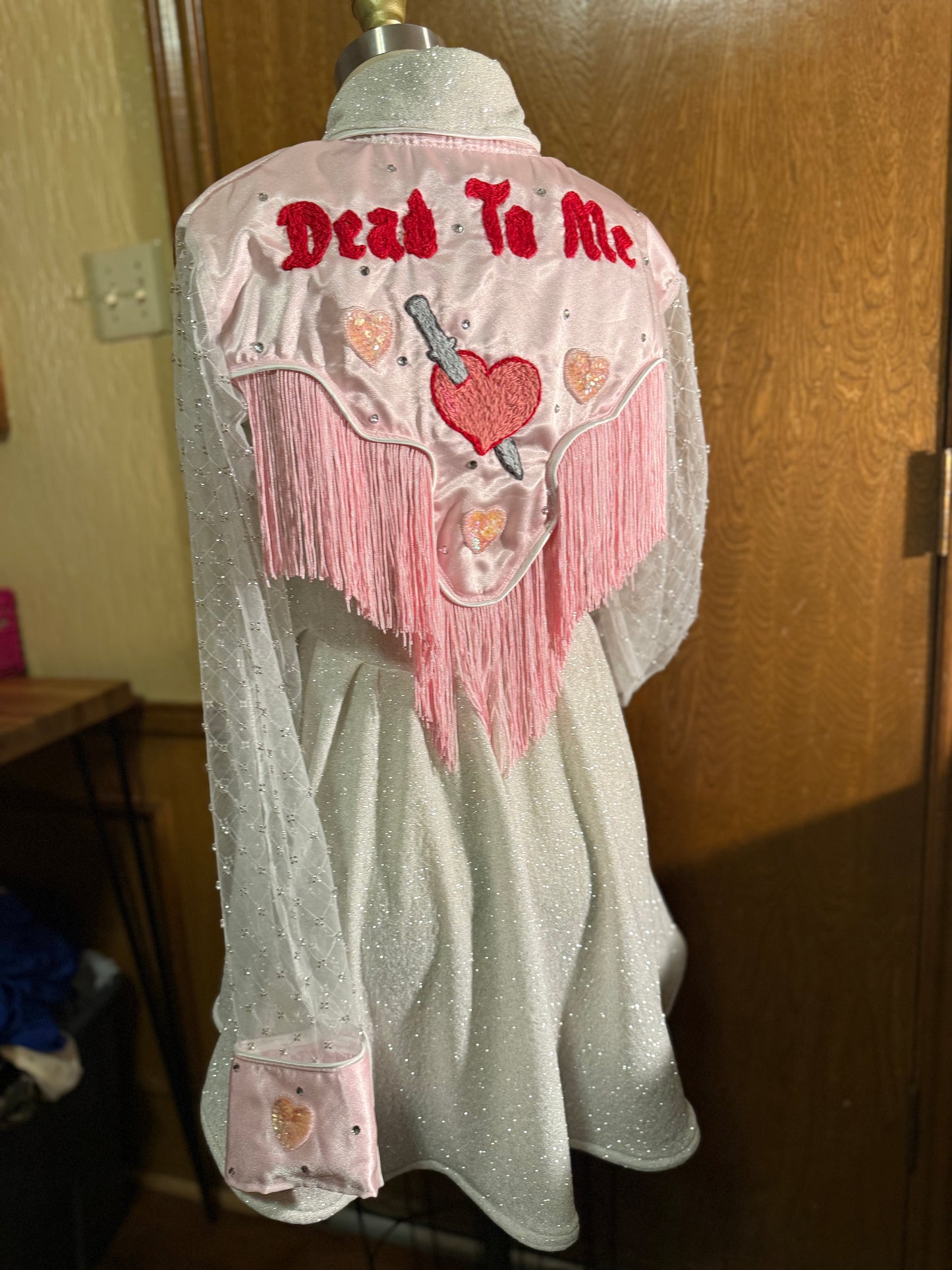 Glittery Lurex Pearl Snap Valentine Dress With Embroidery - Customizable