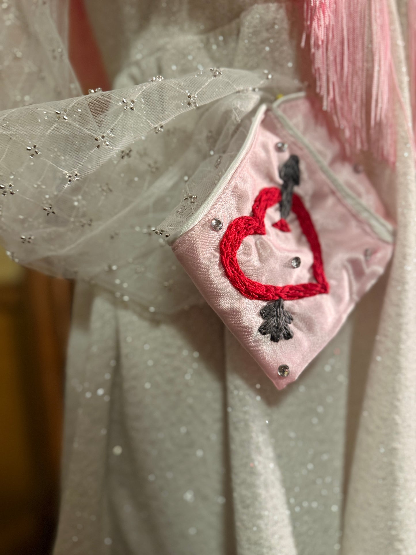 Glittery Lurex Pearl Snap Valentine Dress With Embroidery - Customizable