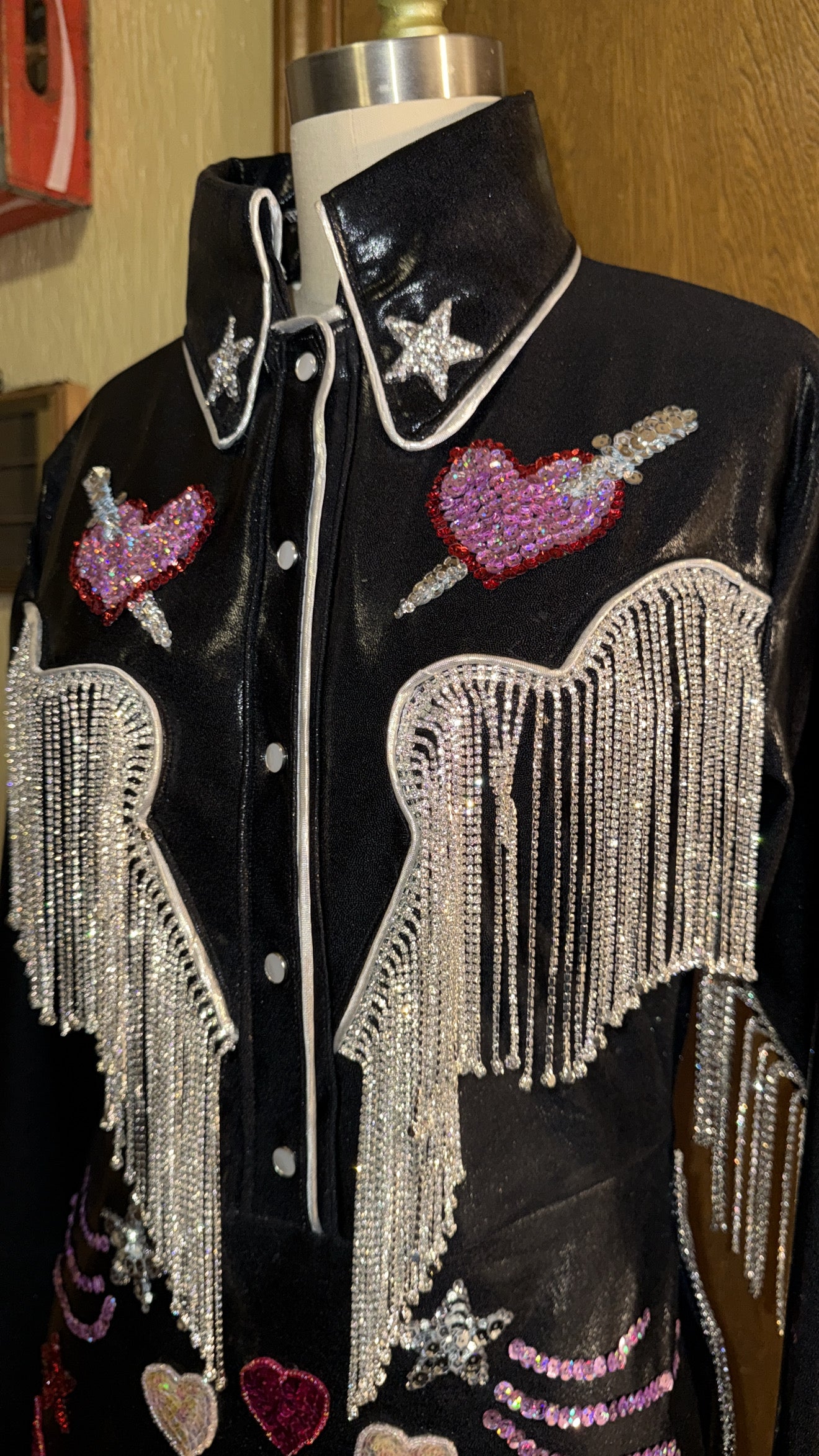 Rhinestone Pearl Snap Dress - Customizable Sequin Applique