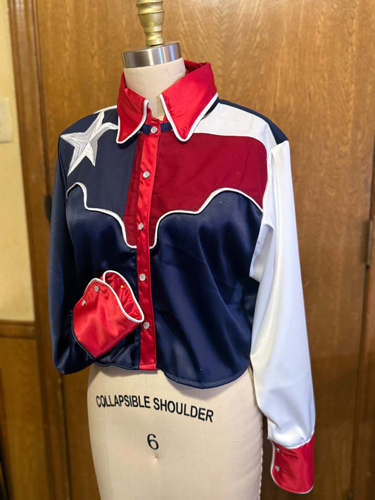 The Lone Star Pearl Snap Jacket - Cropped, Texas Flag