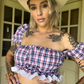 Prairie Skirt Set in Blue Gingham