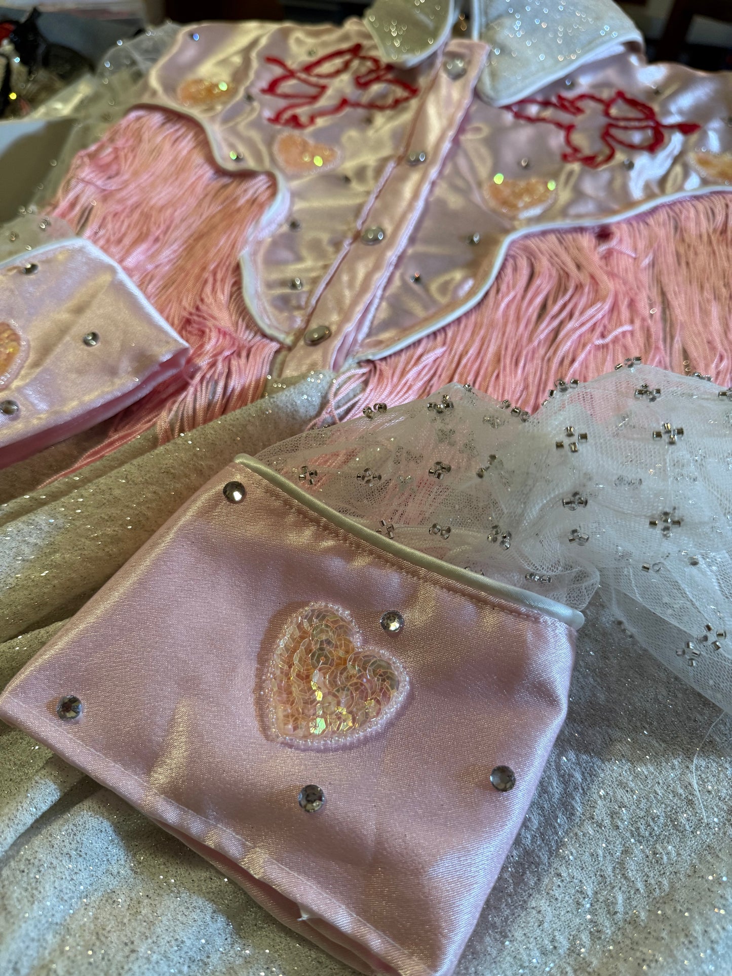 Glittery Lurex Pearl Snap Valentine Dress With Embroidery - Customizable