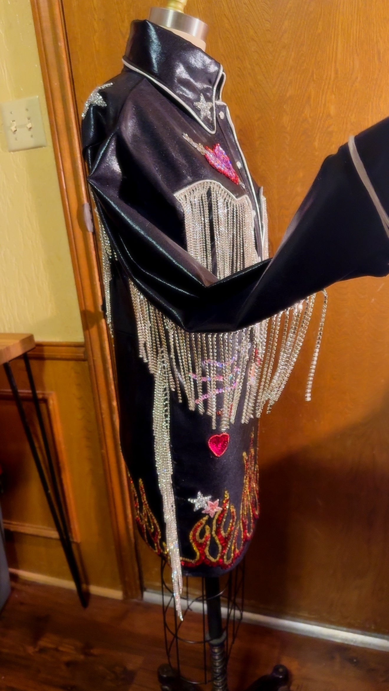 Rhinestone Pearl Snap Dress - Customizable Sequin Applique