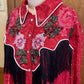 Lurex Pearl Snap Shirt With Floral Embroidery