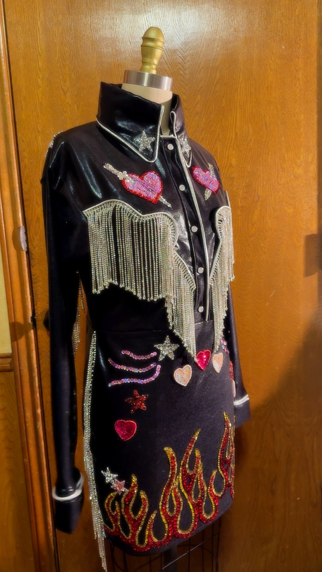Rhinestone Pearl Snap Dress - Customizable Sequin Applique
