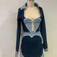 Heartbreak Hotel Skirt Set - Valentine Denim Corset