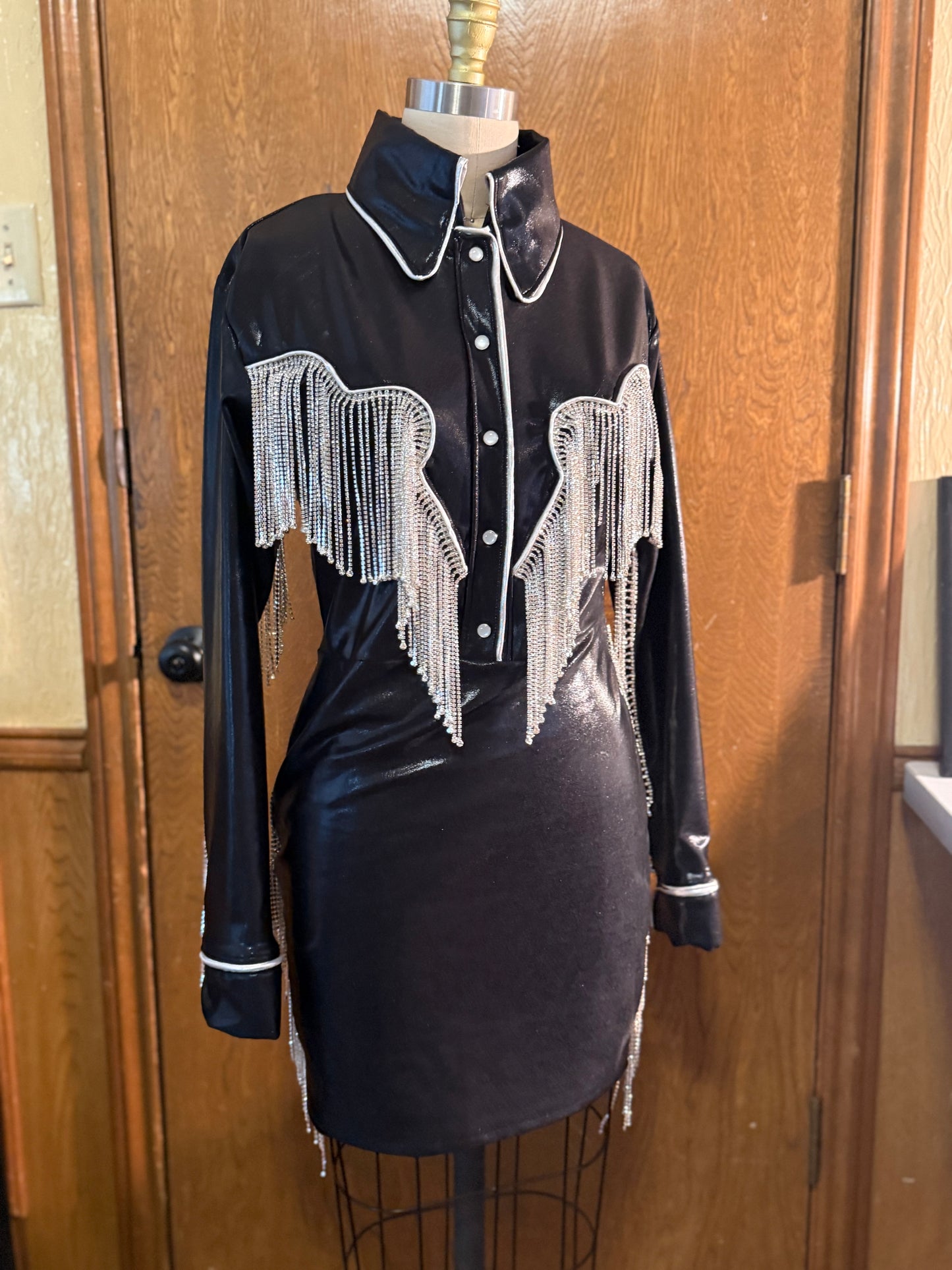 Rhinestone Pearl Snap Dress