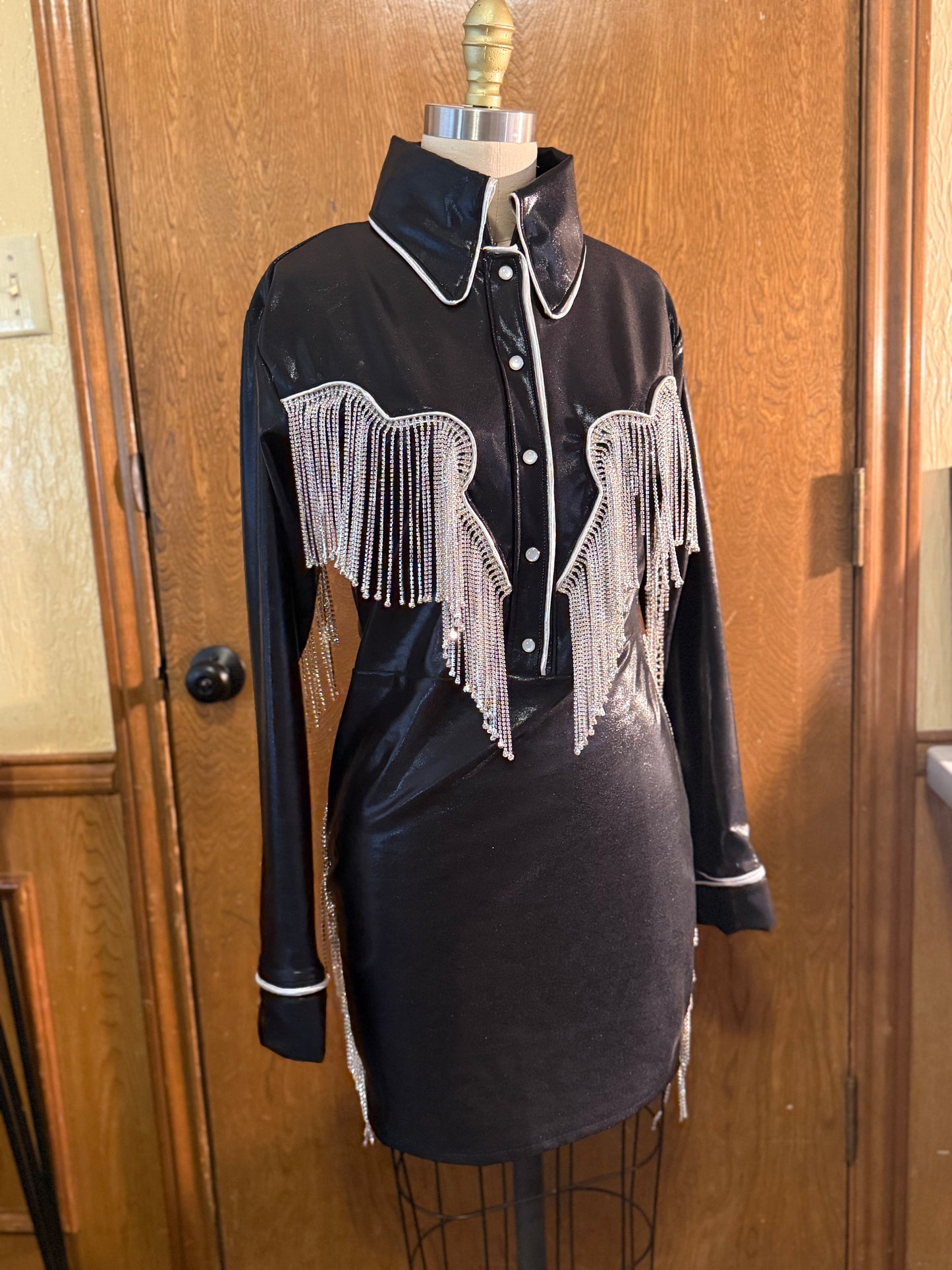 Rhinestone Pearl Snap Dress