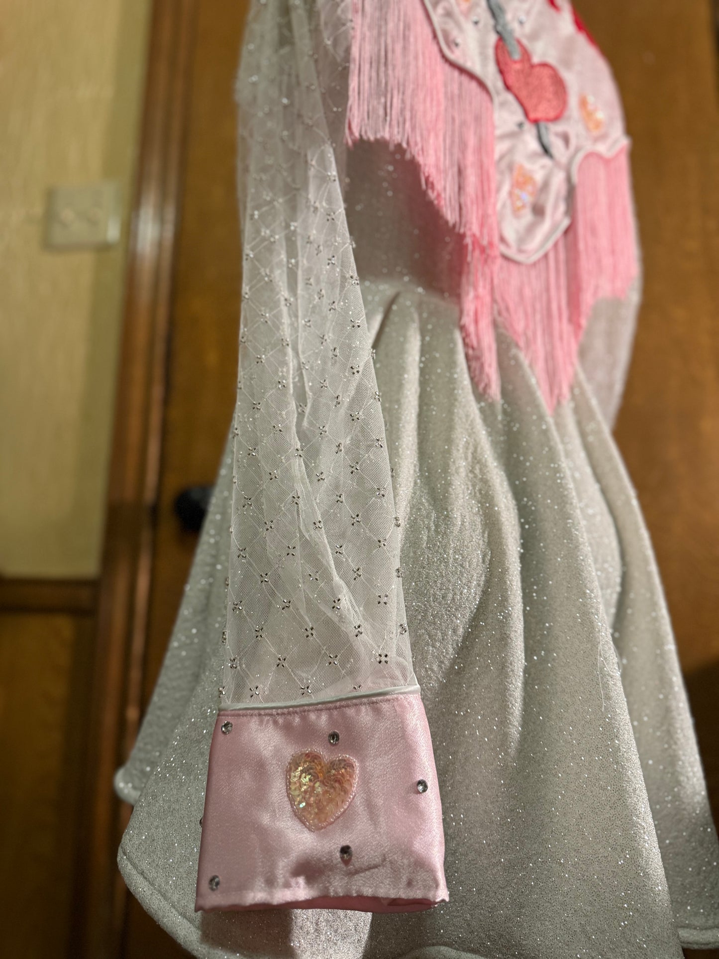 Glittery Lurex Pearl Snap Valentine Dress With Embroidery - Customizable