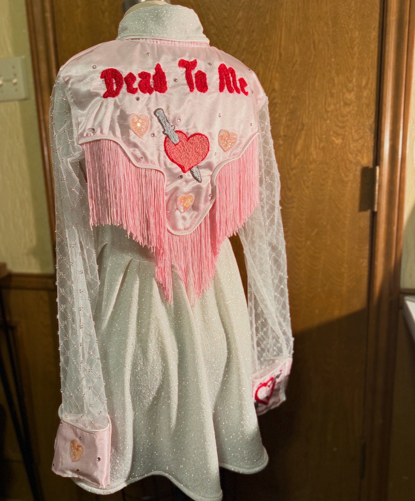 Glittery Lurex Pearl Snap Valentine Dress With Embroidery - Customizable