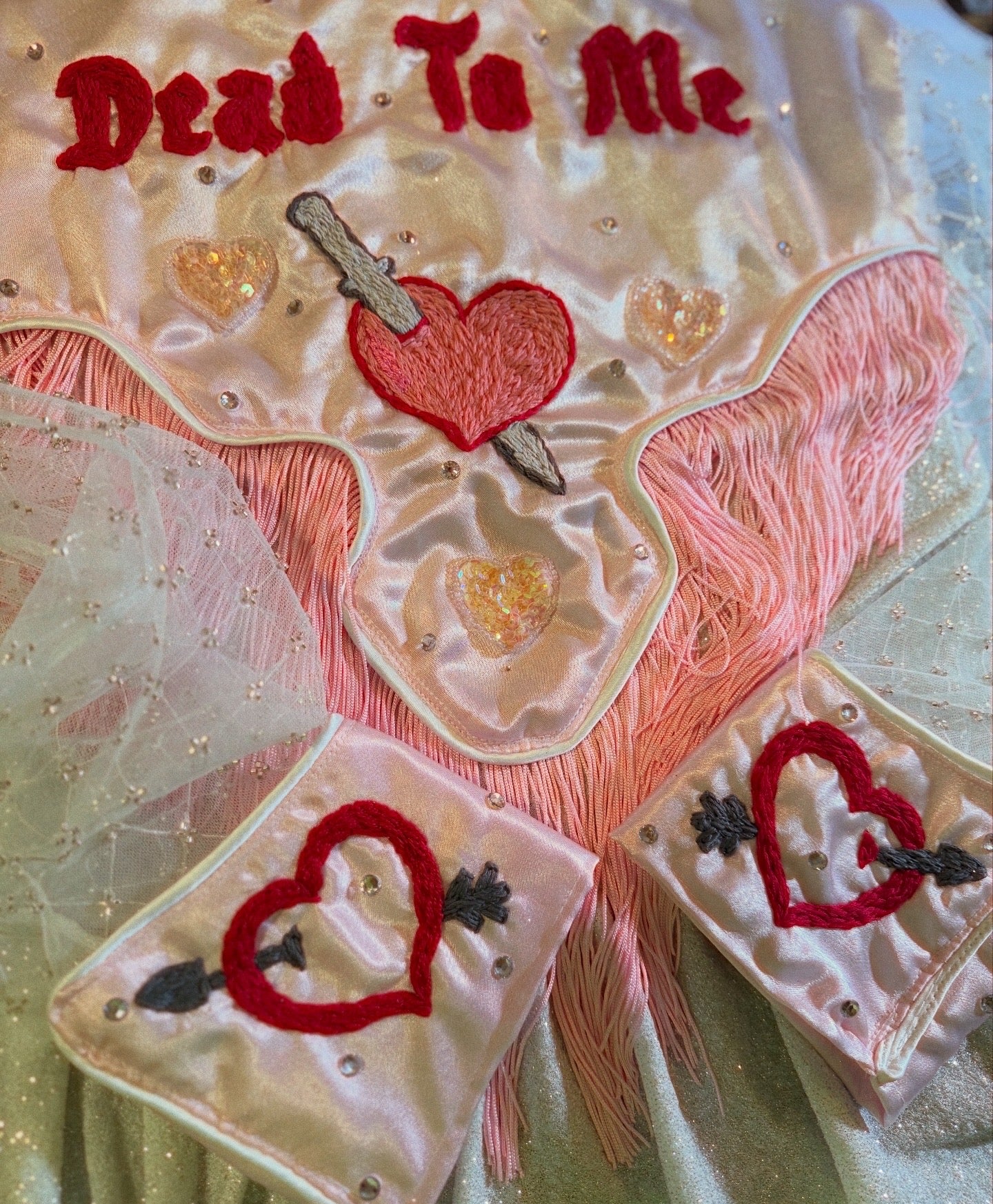 Glittery Lurex Pearl Snap Valentine Dress With Embroidery - Customizable