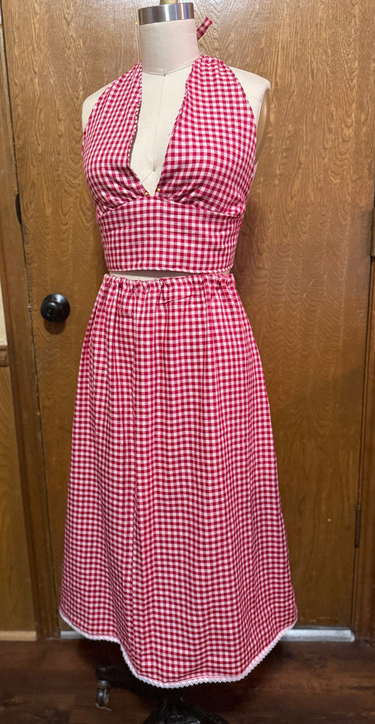 Gingham Halter Skirt Set