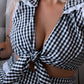 EmmyLou Gingham Wrap Top
