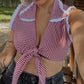 EmmyLou Gingham Wrap Top
