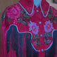Lurex Pearl Snap Shirt With Floral Embroidery